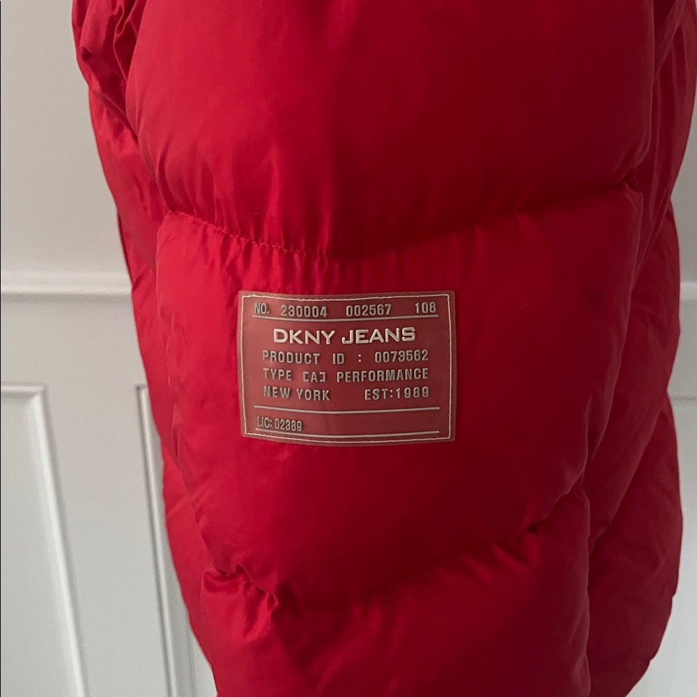 DKNY Vintage Y2K Down Filled Red Puffer Jacket - Picture 5 of 10